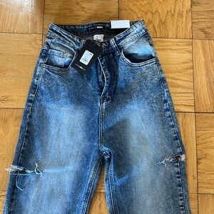 Denim boyfriend Jeans with side slit